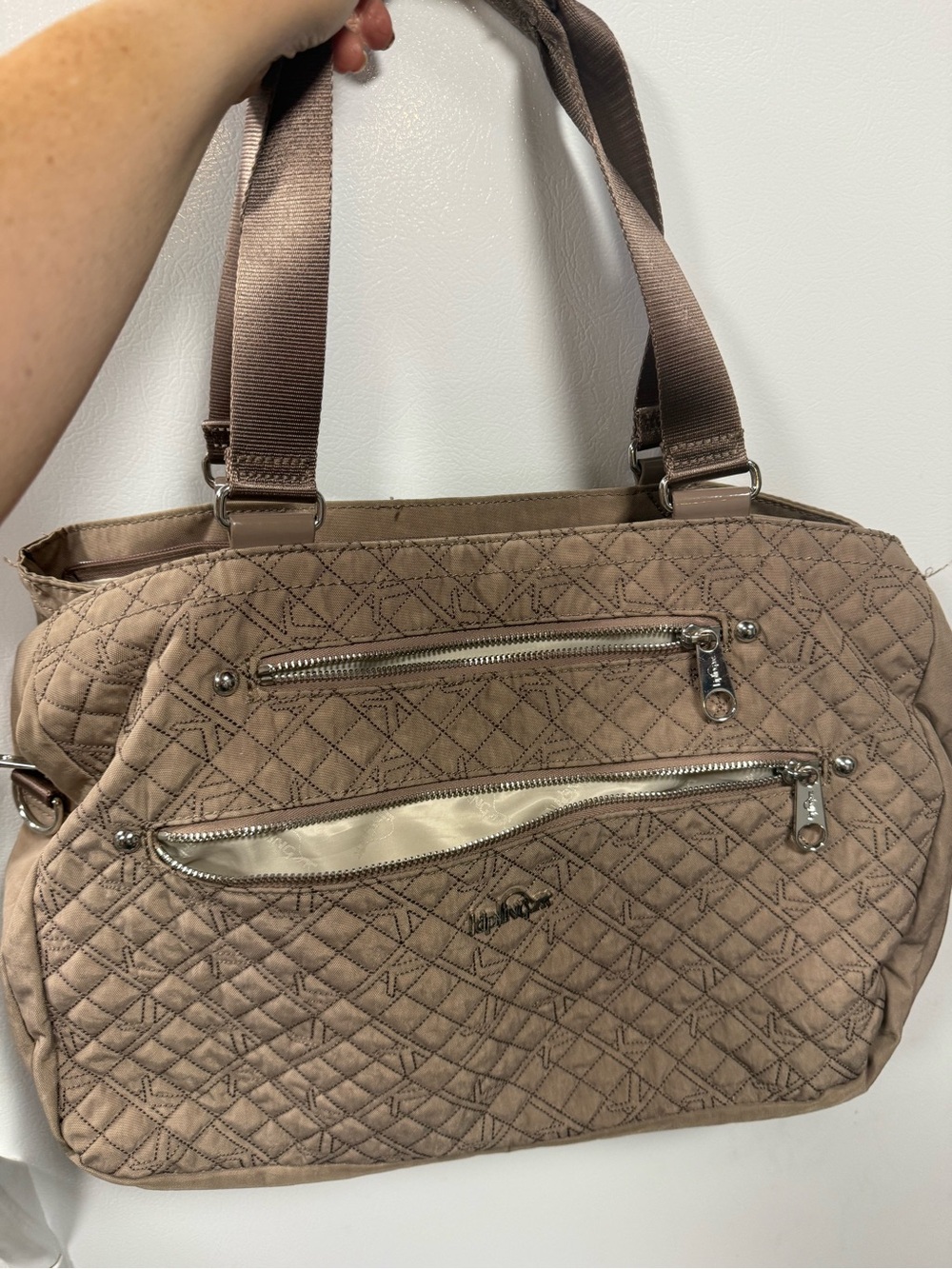 Quilted Taupe Shoulder Bag - Everyday Quilted Handbag
